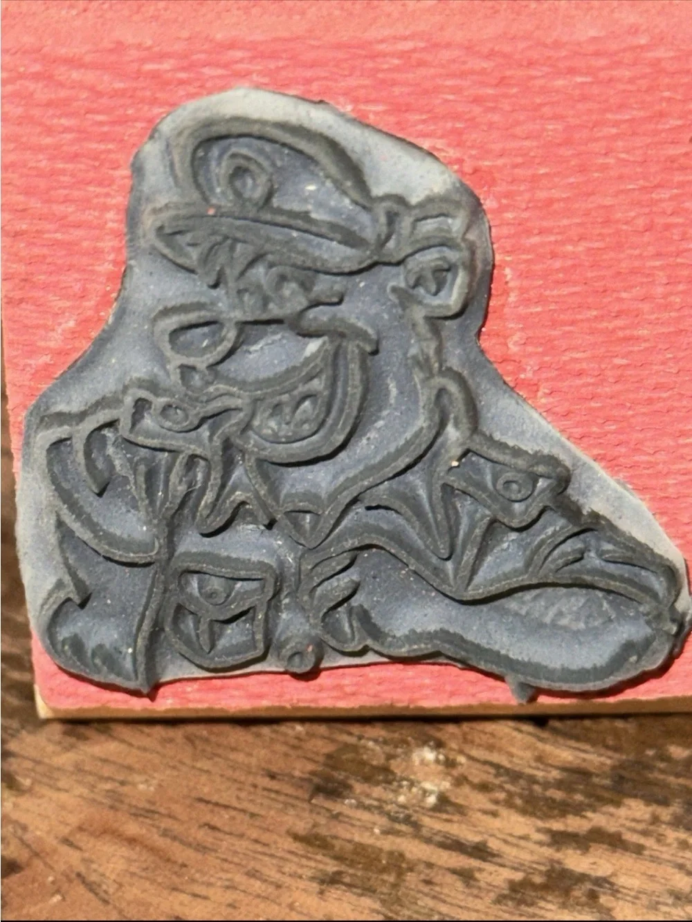 Vintage Wooden Rubber Stamp of Disney Talespin TV Cartoon show of Baloo the Bear